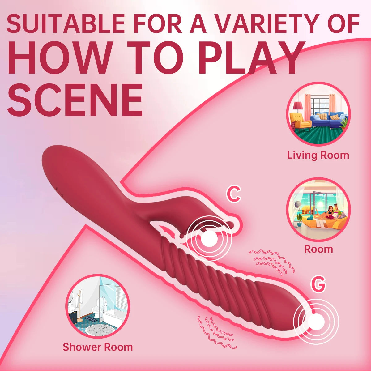 Silicone Tongue Licker Vibrator 10 Vibration Modes Dual G-spot Powerful Vibrating Massager Adult Sex Toys, Ladies Sexy Toys
