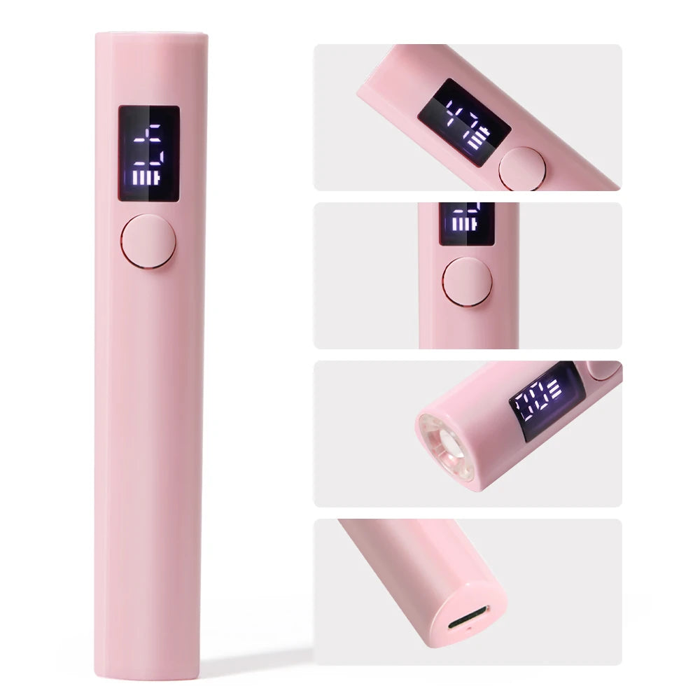 Mini Nail Dryer Lamp With Battery UV LED Nail Light For Curing All Nail Gel USB Rechargeable Nail Art Tool Home Travel Use