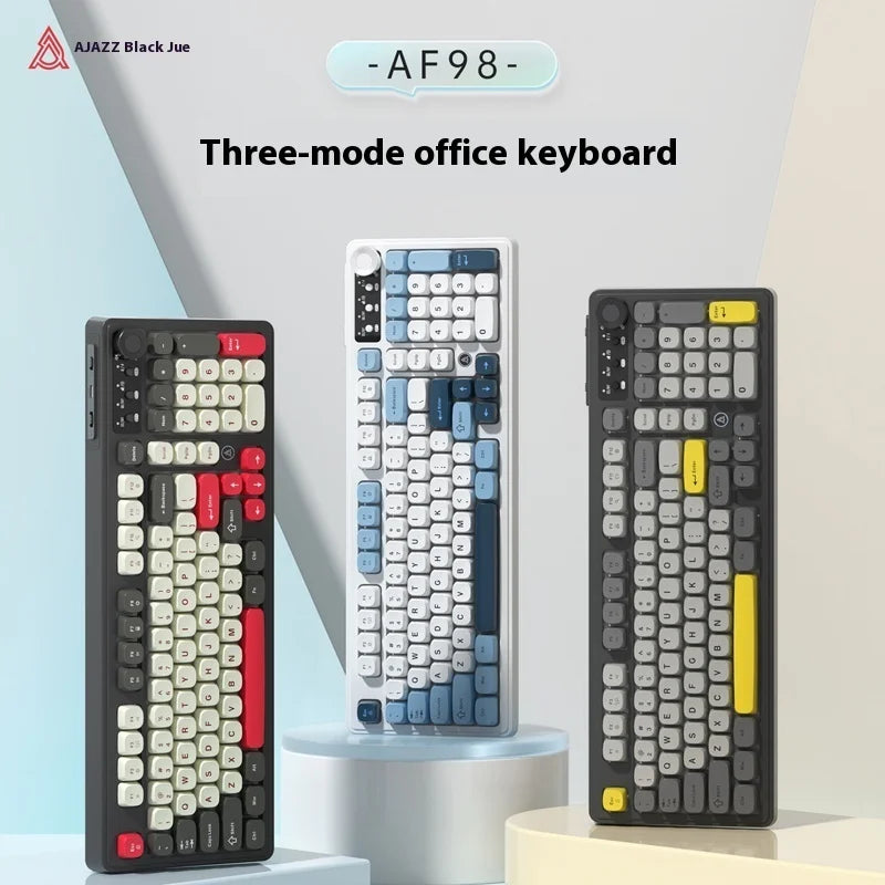Ajazz Af98 Wireless Bluetooth Three-Mode Keyboard E-Sports Game Special Mechanical Touch Typing Office Computer Wired Keyboard