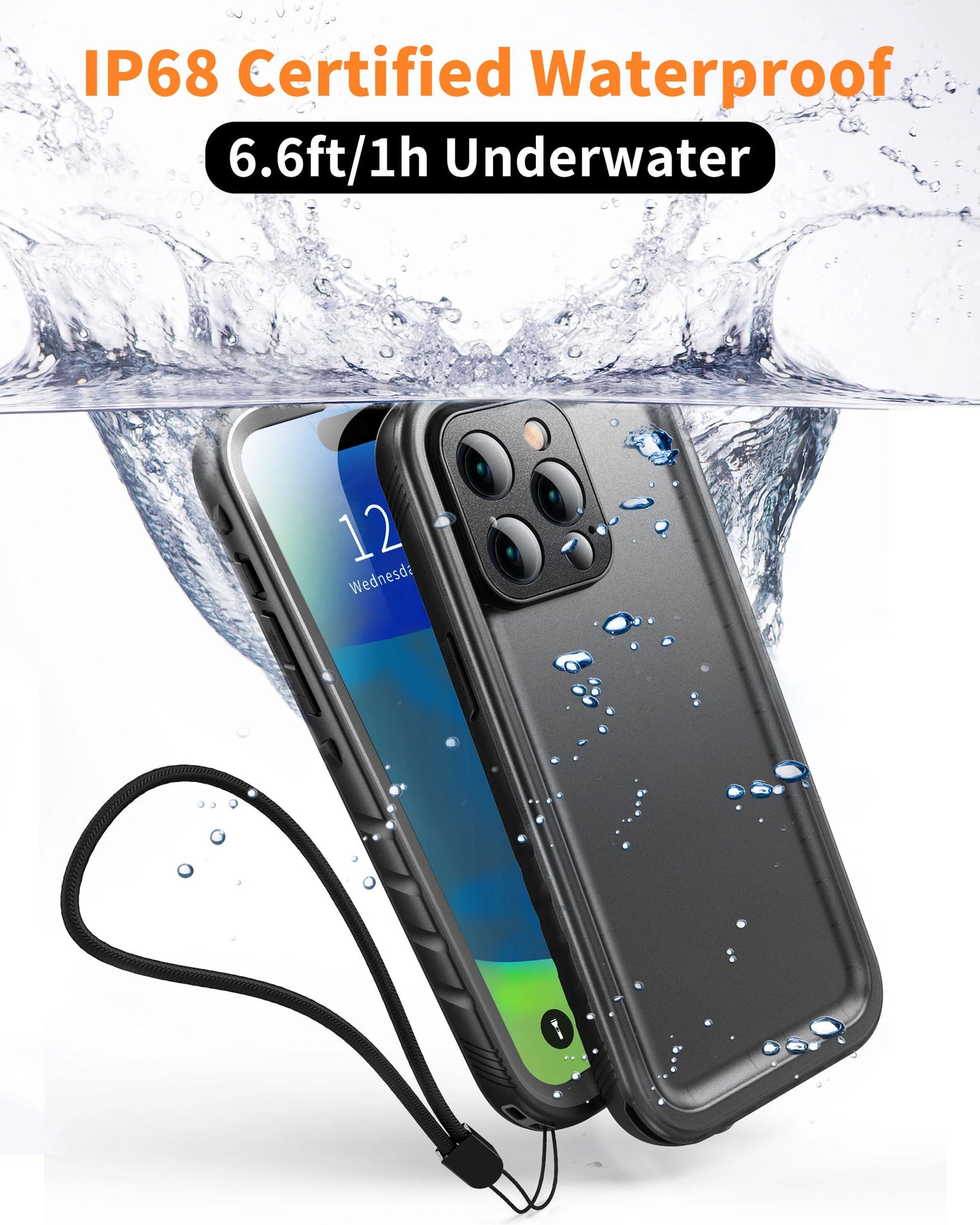 SPORTLINK Waterproof Case For iPhone 14 11 12 13 15 Pro Max Swimming Diving Case With Strap Full-Body Screen Camera Protector