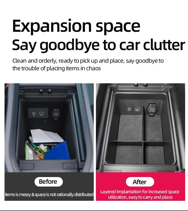 For ZEEKR 001 Car Center Control Storage Box Alcantara Storage Box Shelf Armrest Box Interior Car Supplies Stowing Tidying