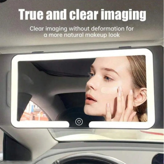 HD Mirror Car LEDMakeup Mirror Three Gear Adjustment Sun Visor Plate Interior RearMirror Dimmable Touchscreen Auto Vanity Mirror