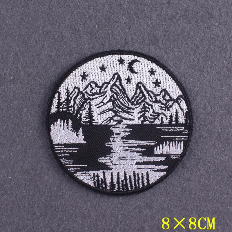 Hiking Adventure Patches For Clothing Stickers DIY Hook Loop Badges Camping Embroidery Patch Iron On Patches On Clothes Stripes
