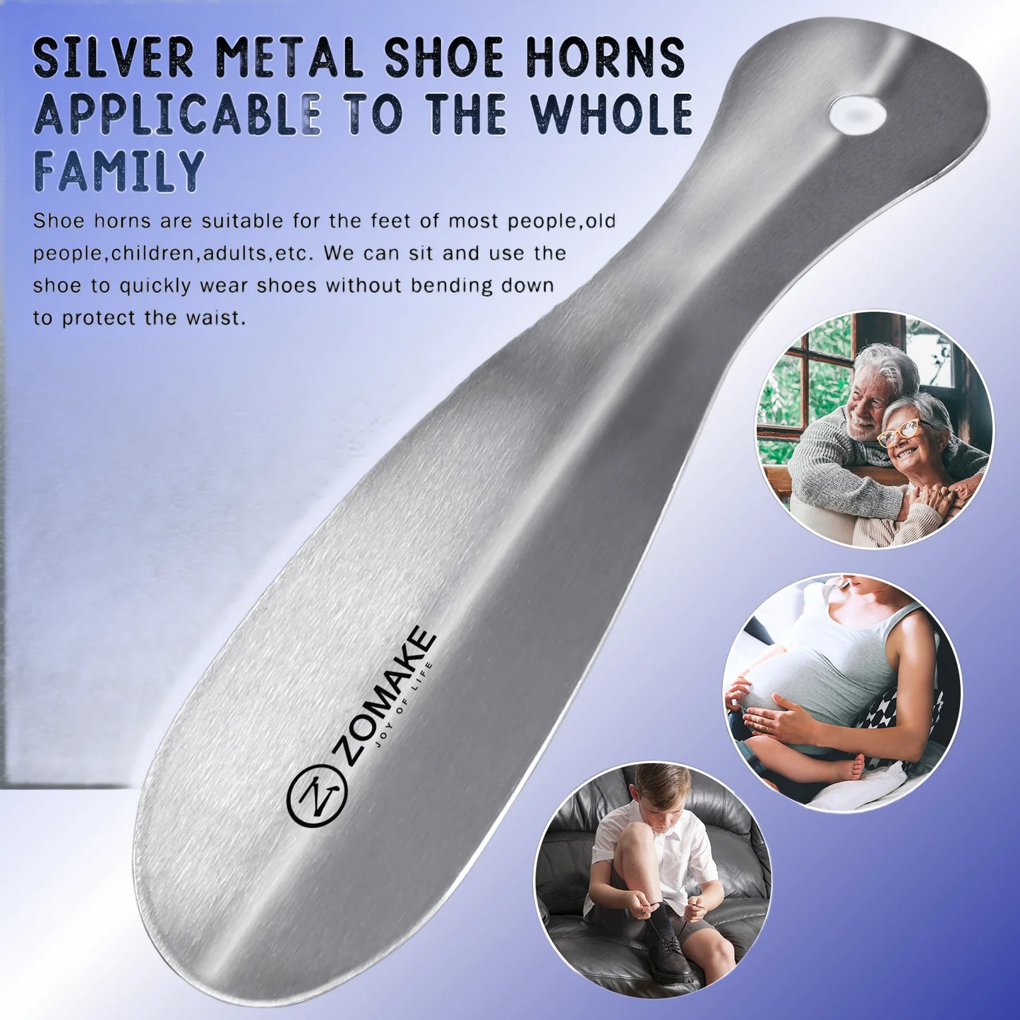 Metal Shoe Horn Stainless Steel 7.5Inch Small Shoe Horn Lifter Easy Carry Shoe Accessories travel shoe spoon for seniors kids