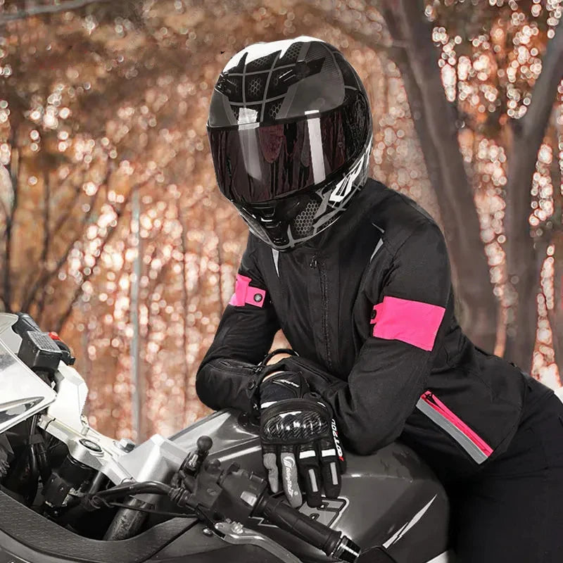 Motorcycle riding wear summer female waterproof motorcycle suit set slim-fit anti-fall four seasons racing clothing