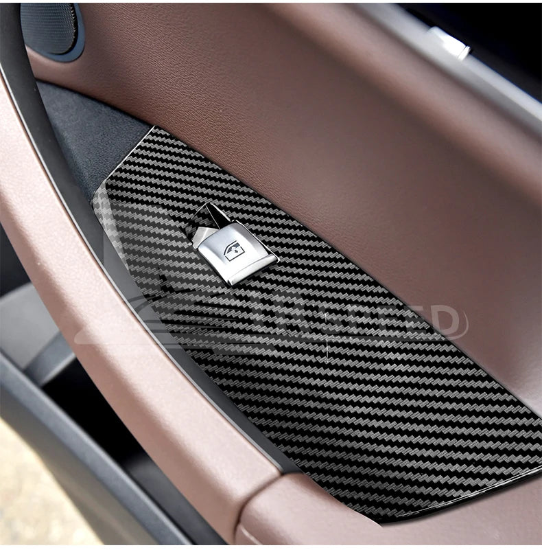 AIRSPEED for BMW X3 G01 X4 G02 2018-2023 Inner Window Lifting Switch Door Handle Pull Cover ABS Carbon Fiber Texture Accessories