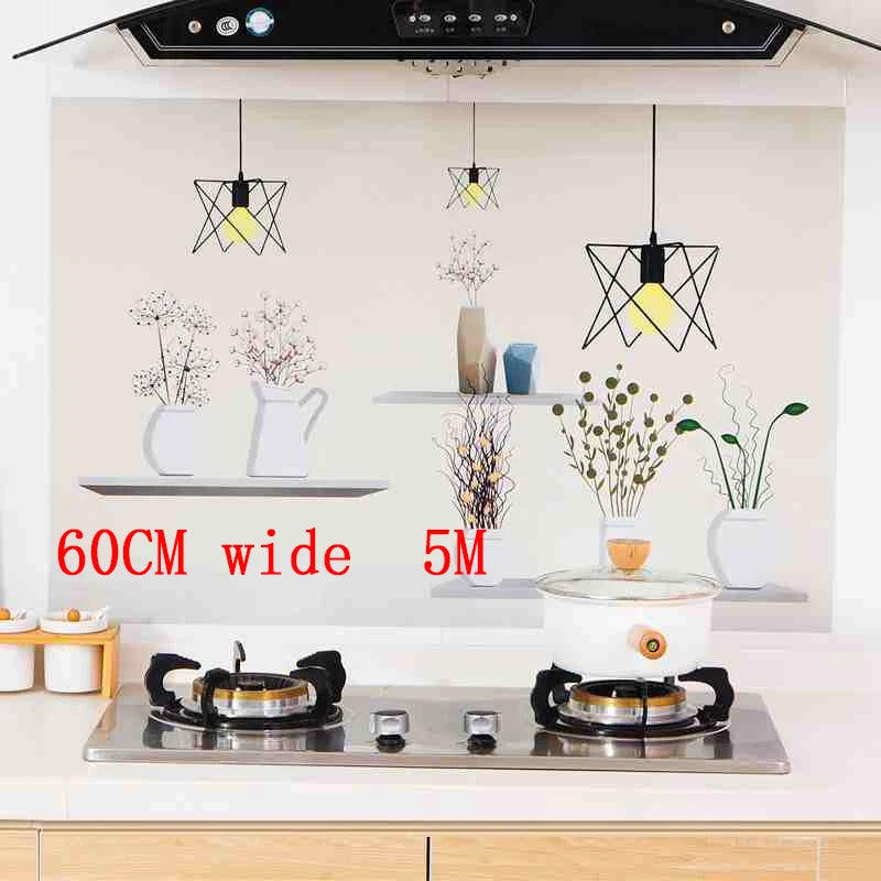 Kitchen Oil Resistant Stickers Waterproof Self-adhesive Wallpaper Stove Countertop Protective Pad Cabinet Countertop Marble Film
