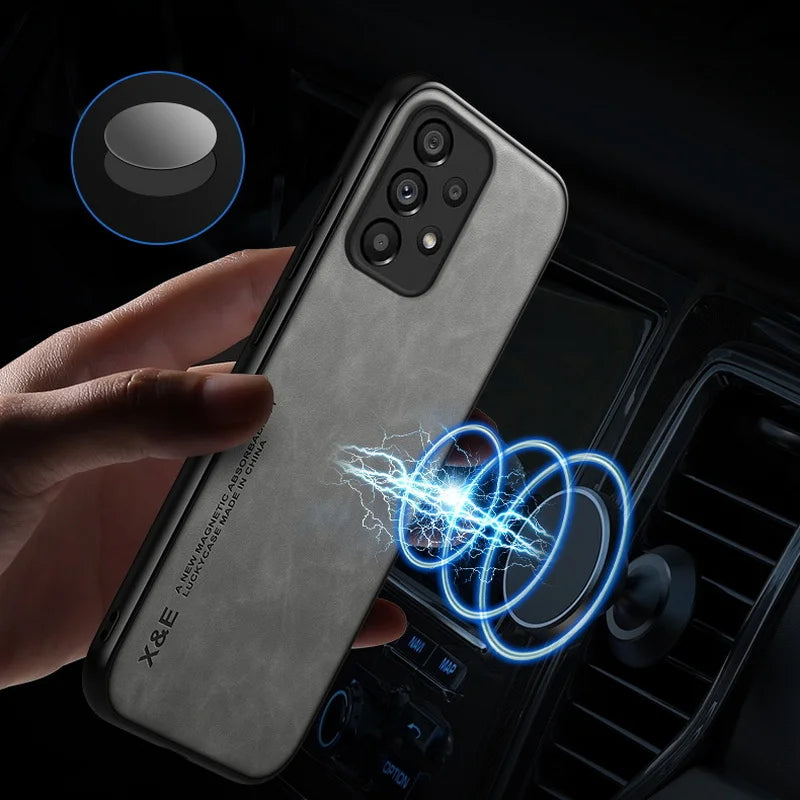 Magnetic Sheepskin Leather Case For Samsung S25 S24 S23 S22 Ultra S21 S20 FE Plus A73 A52s A53 A54 A55 5G Soft Shockproof Cover