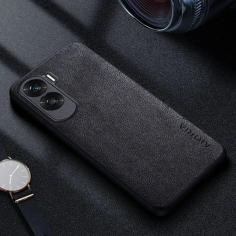 Premium Luxury leather Phone Case for Honor 90 Lite 70 50 20 Pro 10 Retro Business Style Solid color cover funda capa