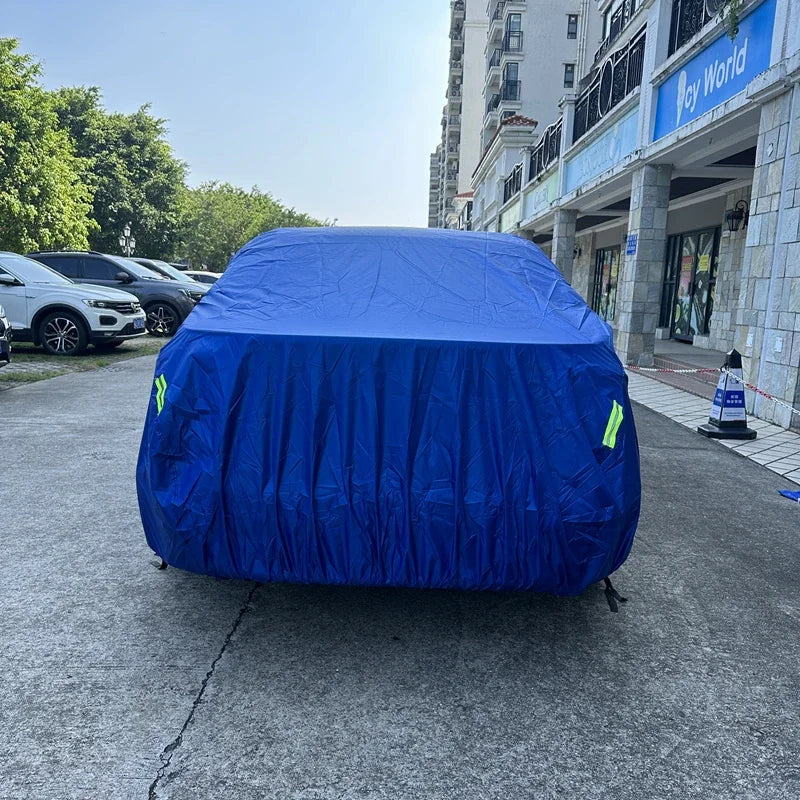 Blue Car Cover Full Exterior Universal SUV/Sedan Full Outdoor Waterproof Sun Rain Snow Protection UV Car Zipper Design