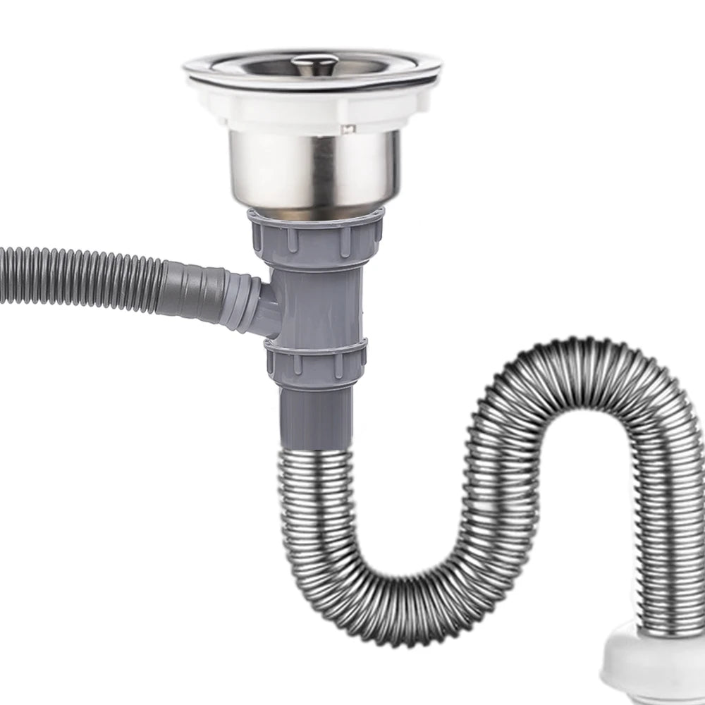 Sink Drain Adapter Pipe Tee 45mm Internal Threads Y-Shaped Single Hole Overflow Kitchen Sewer Branch Connector Thread Fittings