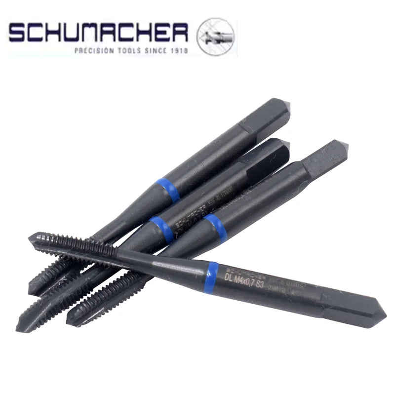 Germany Original SCHUMACHER Blue Ring JIS Standard Spiral Fluted Tap Pointed M3 M4 M5 M6 Machine Thread Taps For Stainless Steel