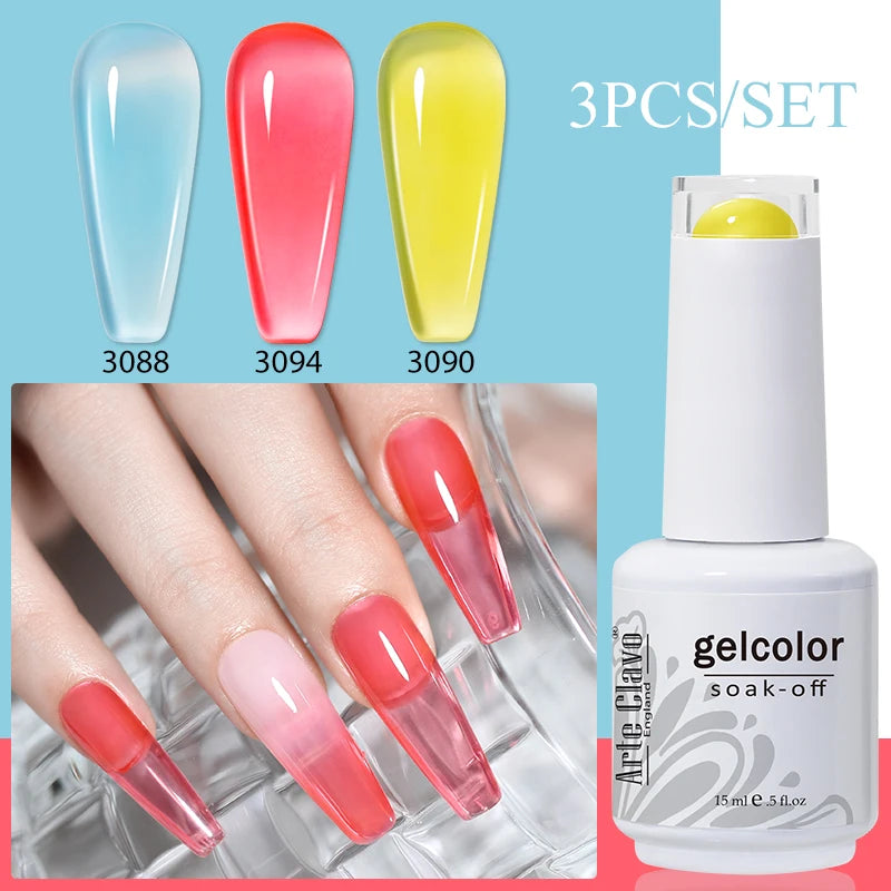3PCS/Set Arte Clavo Gel Nail Polish Kit 15ml Nail Art UV LED Gel Set For Manicure Long Lasting Gel Polish Set Soak off Varnishes