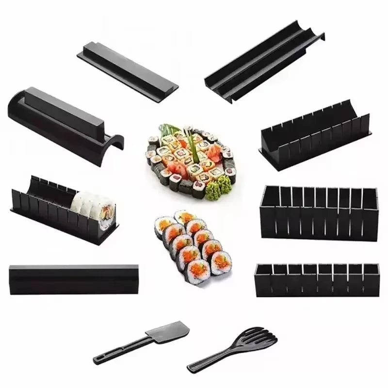 3/10Pieces Sushi Molds 10Shapes Sushi Rice Making Kit Easy Home DIY Sushi Tool Kitchen for Beginners Instruction Manual Included