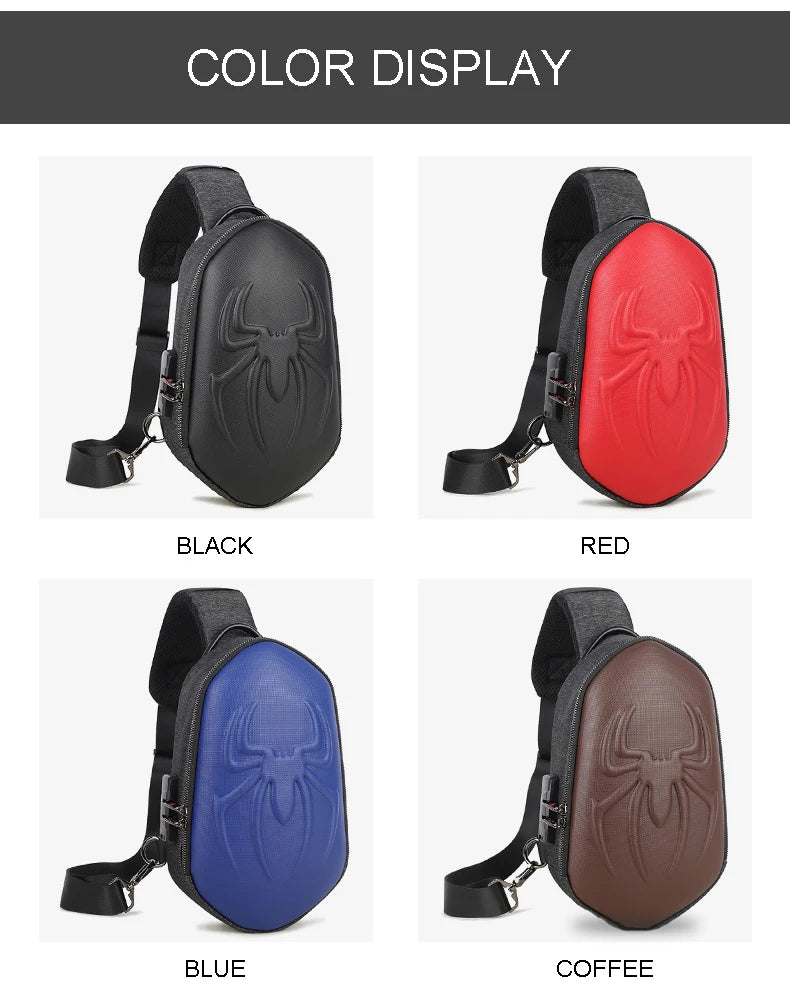 Running Chest Bag for Men USB Charging Fashion Streetwear Sling Pack Crossbody Motor Cycling Backpack for College Student Unisex