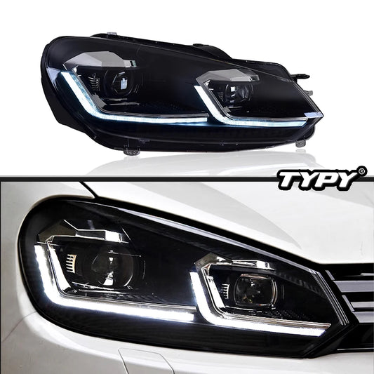 TYPY Car Headlights For Volkswagen Golf6 MK6 2009-2012 LED Car Lamps Daytime Running Lights Dynamic Turn Signals Car Accessories