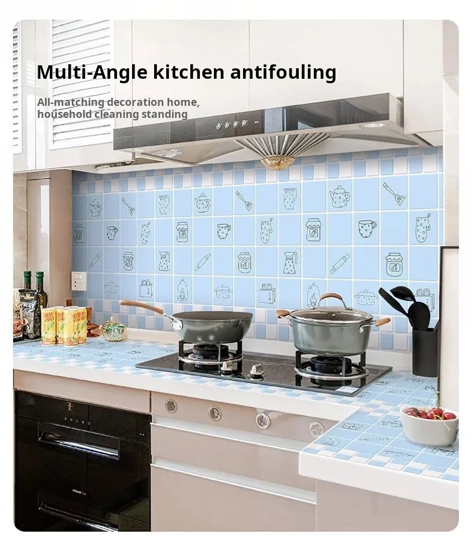 Kitchen Oil Resistant Stickers Waterproof Self-adhesive Wallpaper Stove Countertop Protective Pad Cabinet Countertop Marble Film