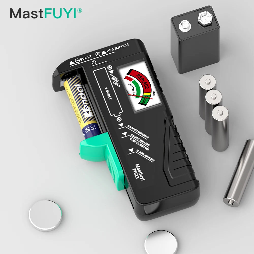 MASTFUYI Universal Battery Tester, AA/AAA//C/D/9V/1.5V Button Cell Battery Capacity Check Tool, Battery Analyzers Detector