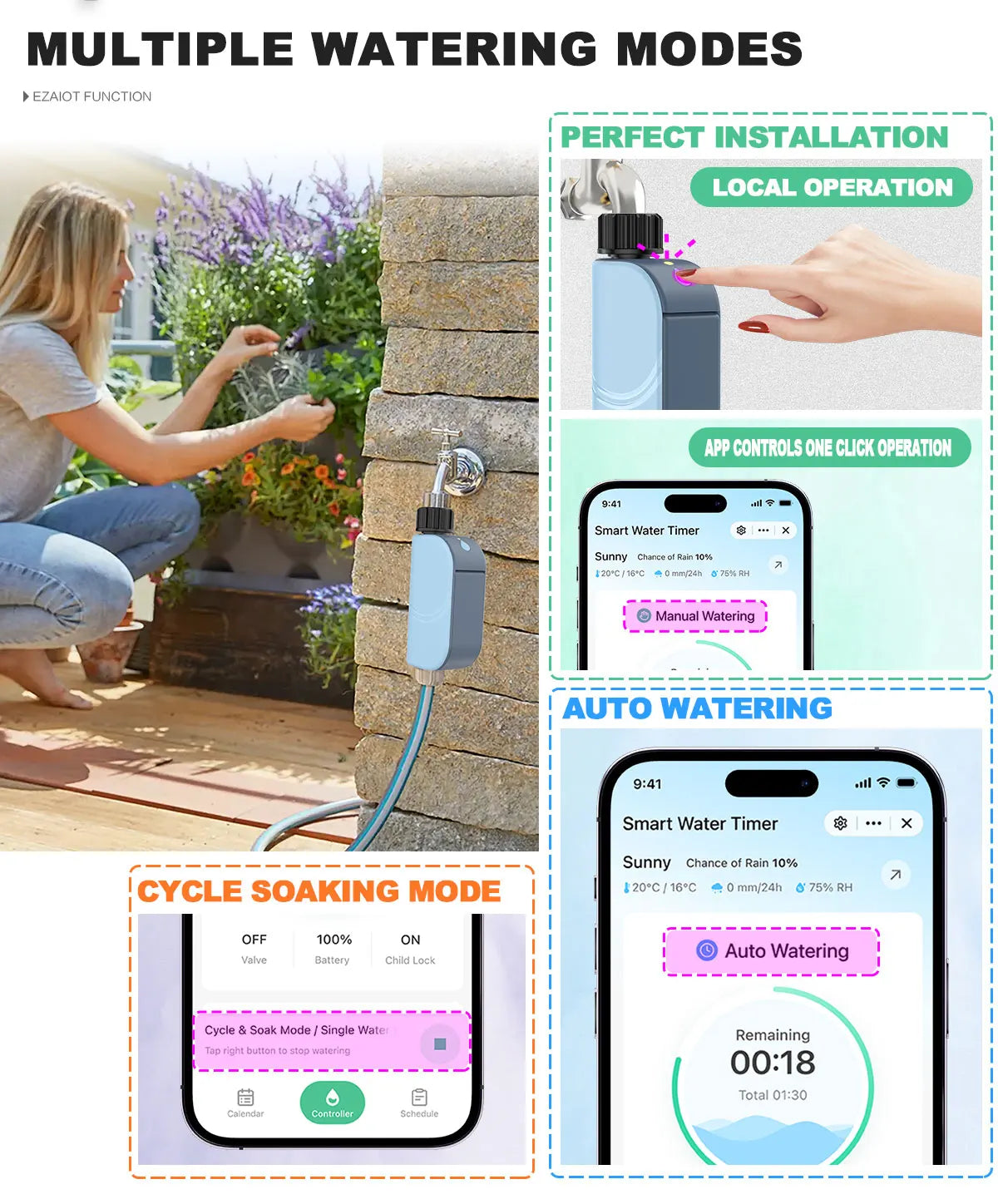 Smart Tuya WIFI Garden Watering Timer Automatic Sprinkle Water Timer Valve Outdoor Irrigation Watering System Alexa Google Home
