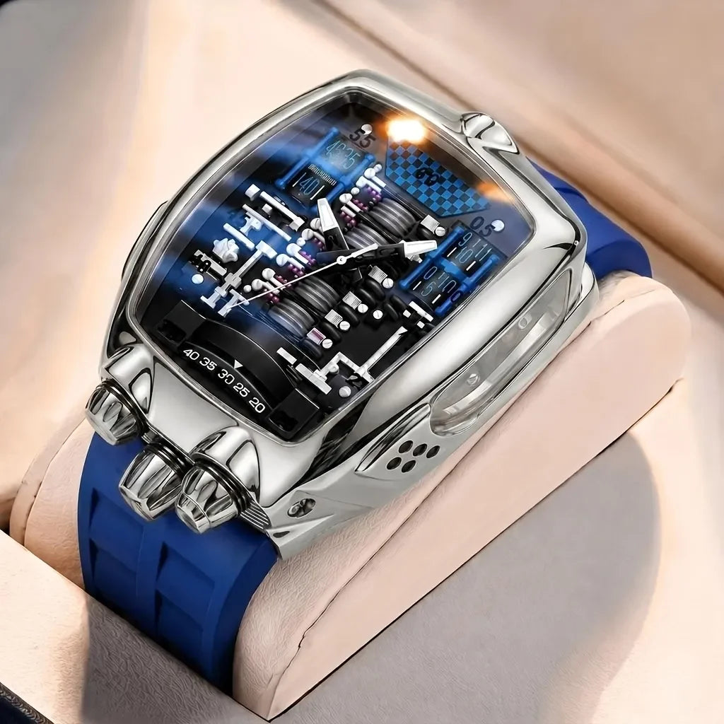 1pcs Men's black dial alloy strap vintage fashion tonneau sporty details Quartz Watch for business party holiday