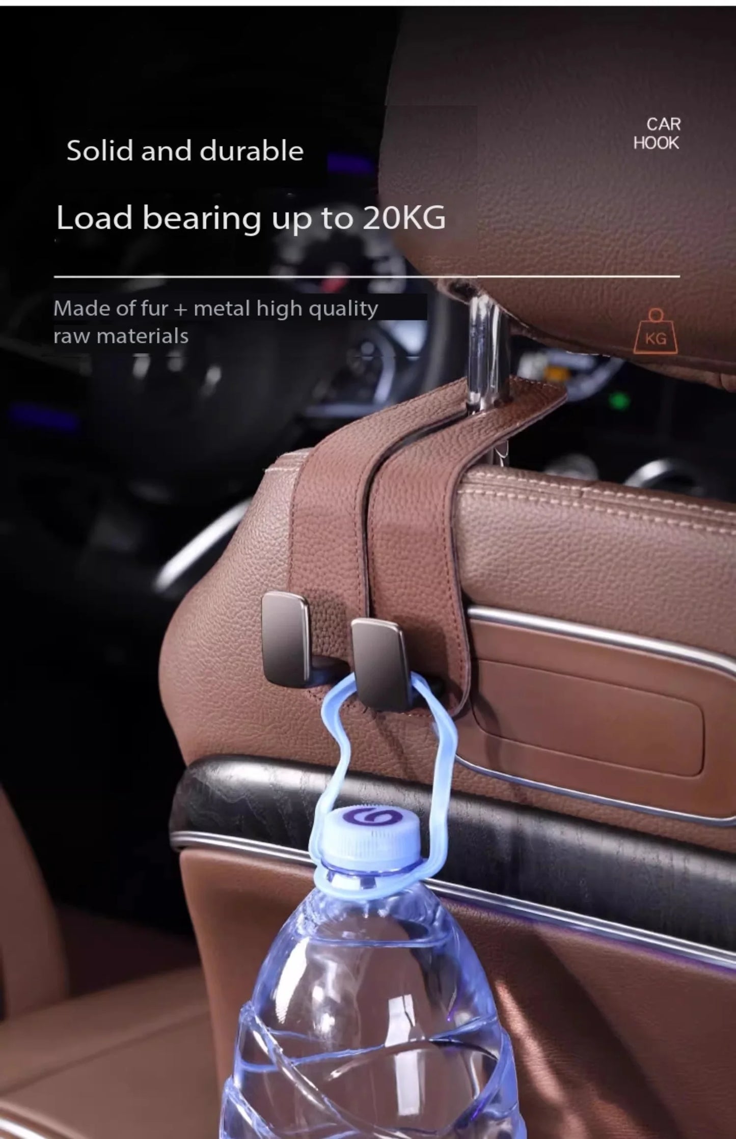 Real Leather Car Hook Seat Rear Front Seat Storage Bag Storage Bag Small Hook Clothes Sundries Hanger Clip Auto Car Parts