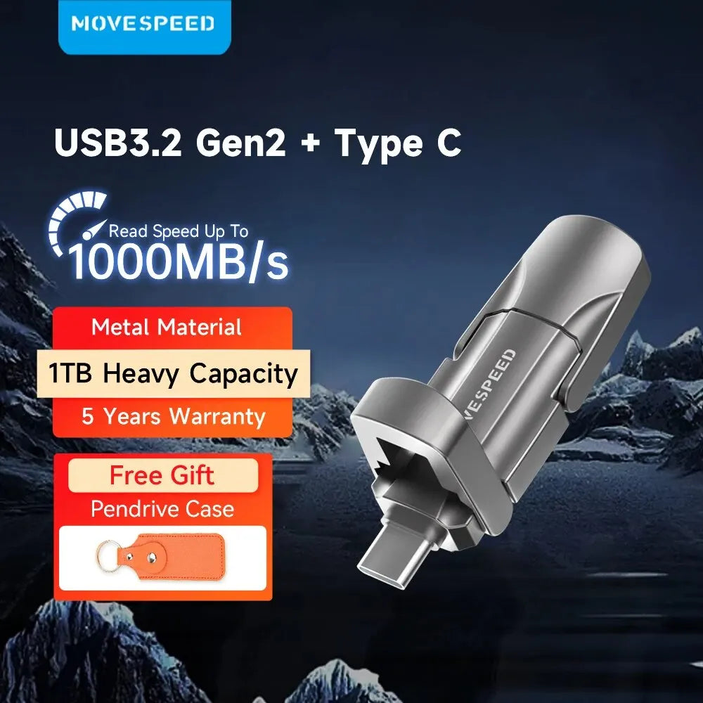 MOVESPEED 1000MB/s Pendrive USB 3.2 Gen 2 Type C Flash Drive 2TB 1TB 512GB 256GB 128GB Pen Drive for Smartphone Tablet PC Laptop