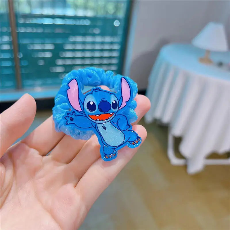 Hot 10pcs Sale Disney Anime Stitch Hair Bands Kawaii Stitch Hairpin Cartoon Rubber Band Hair Accessoires Girl Gifts Toy Figure