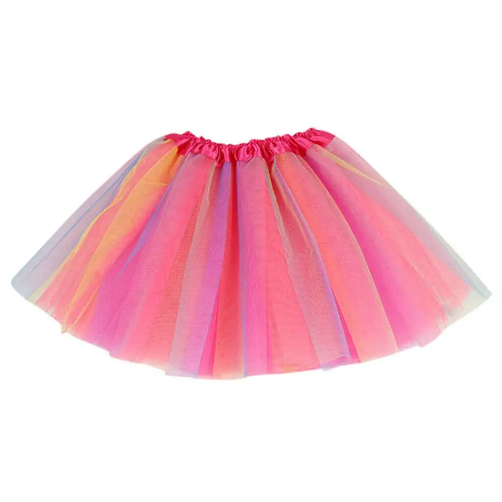 Girls Rainbow Tutu Skirt Dance Party Ballet Tulle Tutu Skirt 2-8 Years 3 Layers Princess Birthday Party Dress