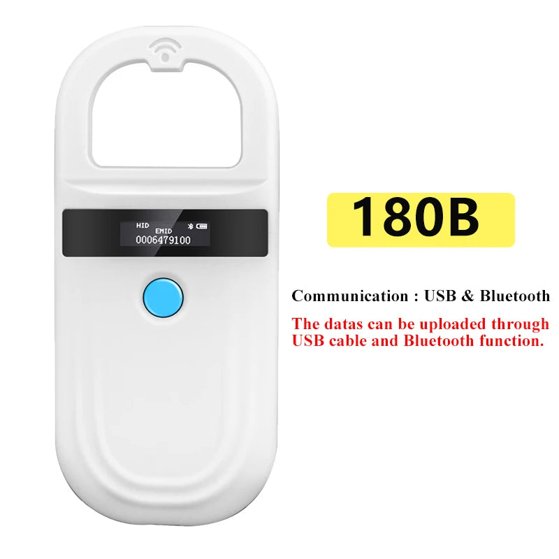Handheld 134.2KHz 125kHz Animal RFID Reader Pet Cat Dog Microchip Scanner FDX-B Glass Chip USB/Bluetooth Tag Reader with Tags