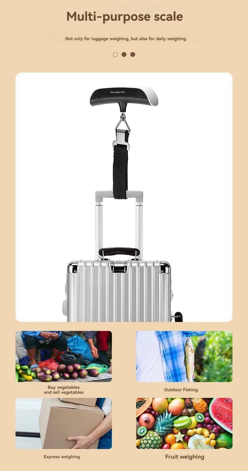 110lb/50kg Portable Scale Digital LCD Display Electronic Scale Weight Suitcase Travel Weighs Baggage Bag Weight Balance Tool