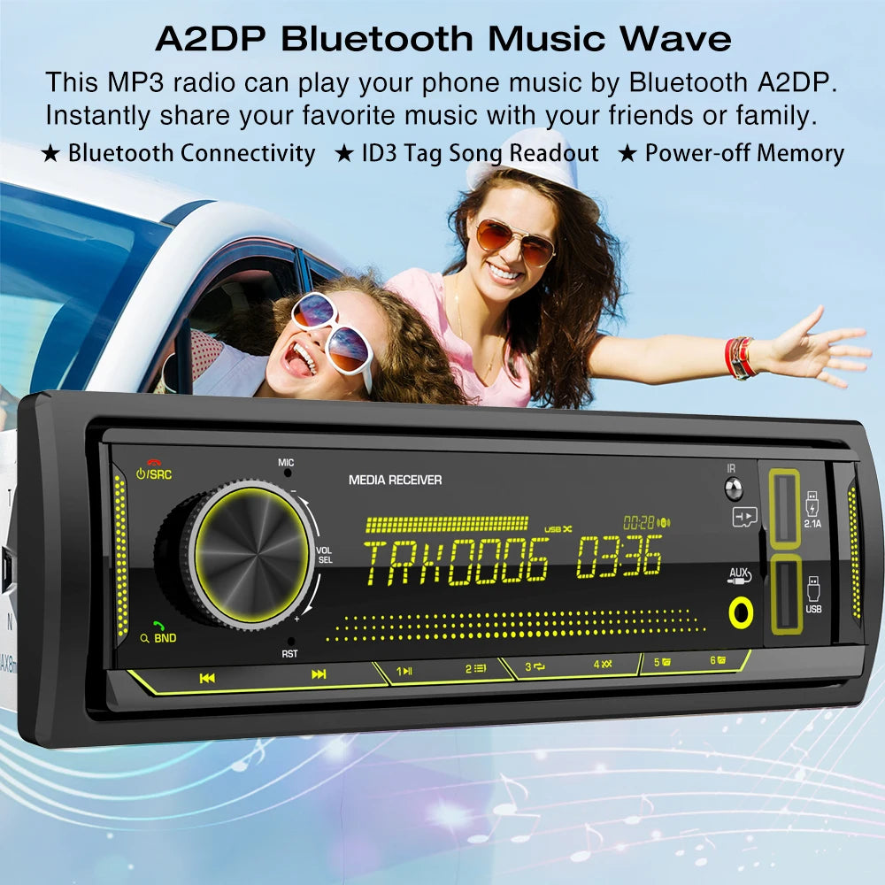 Grandnavi 1 Din MP3 Car Radio Audio Stereo FM Aux Input Receiver SD TF USB 12V In-dash Bluetooth Multimedia Auto Radio Player