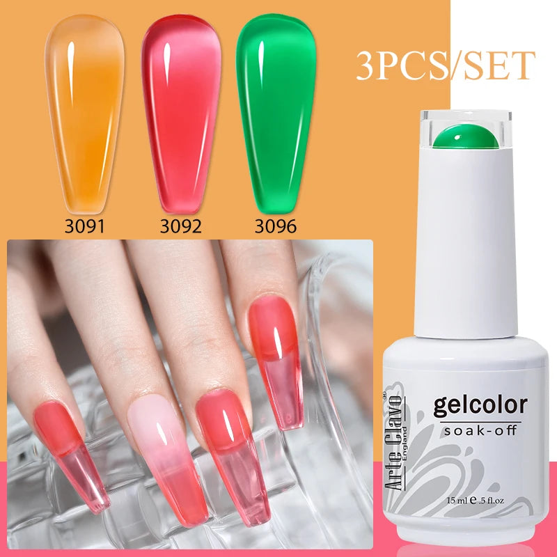 3PCS/Set Arte Clavo Gel Nail Polish Kit 15ml Nail Art UV LED Gel Set For Manicure Long Lasting Gel Polish Set Soak off Varnishes