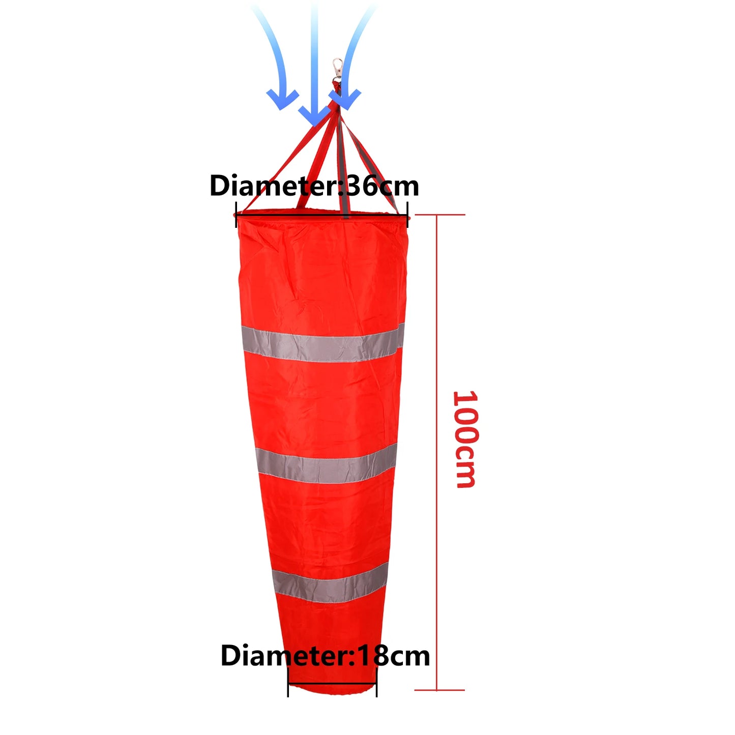 60/80/100cm Windsock Weathervane Scratchproof Windproof Fluorescent Reflective Windsock Weather Bag Wind Vane Wind Wind Direct