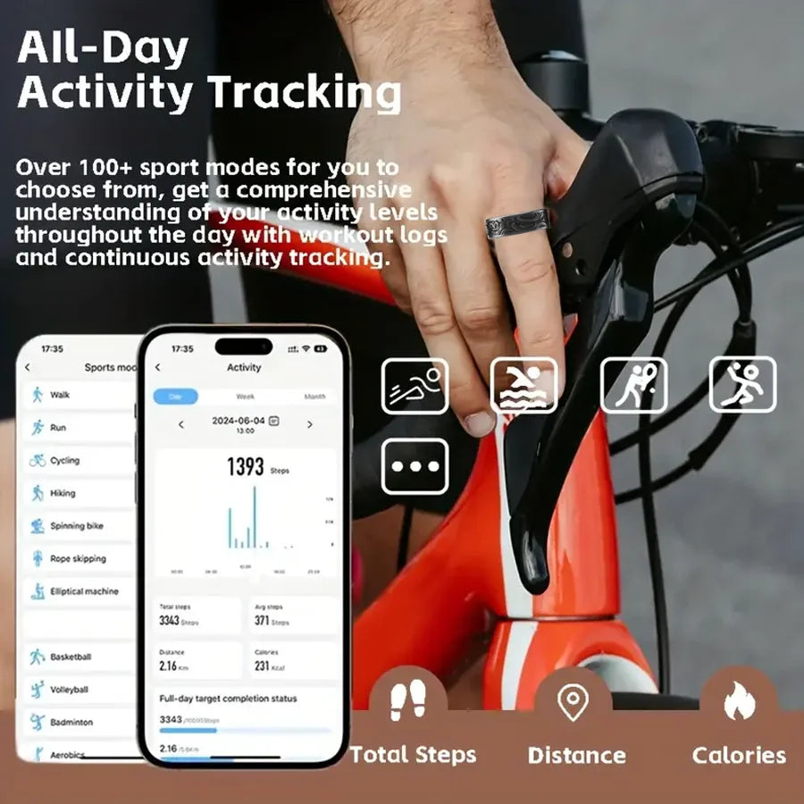 little meatball2025New Smart Ring Men's and Women's Heart Rate Oximetry Monitor IP68, Multi-Sport Mode for Android and i0s
