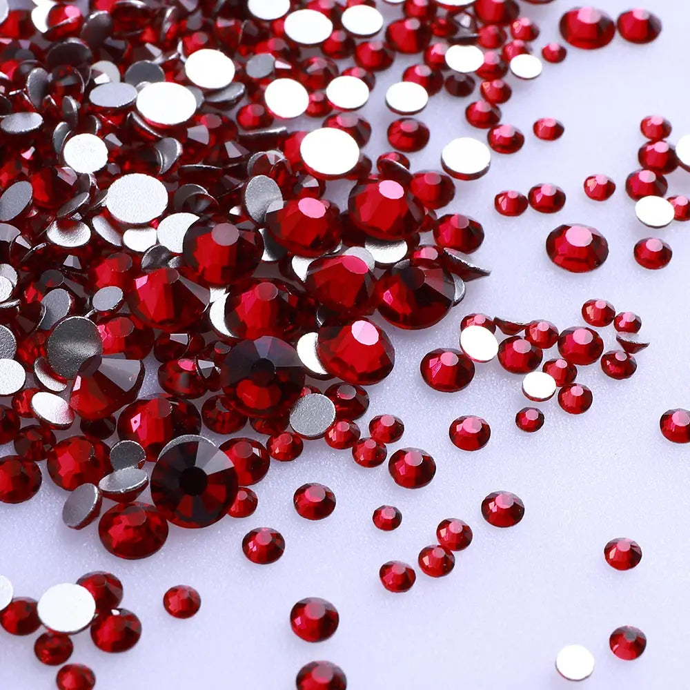 QIIY 1440Pcs Mix Size SS3-SS20 Clear Crystal FlatBack Rhinestones Non-Hotfix Glass Decorations DIY Glitter Stones 3D Nail Art