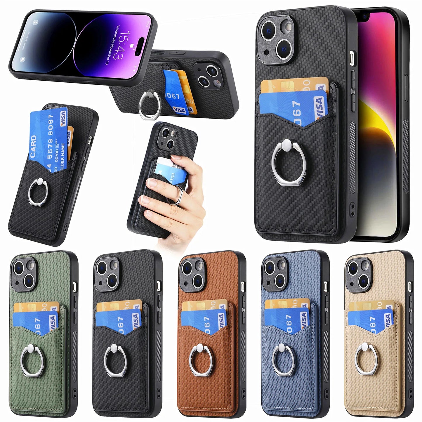 Finger Ring 2 Cards Case For VIVO V60 V50 Lite V40 V29 V29E V27 V25 Pro Magnetic Car Holder Leather Anti Drop Protection Cover
