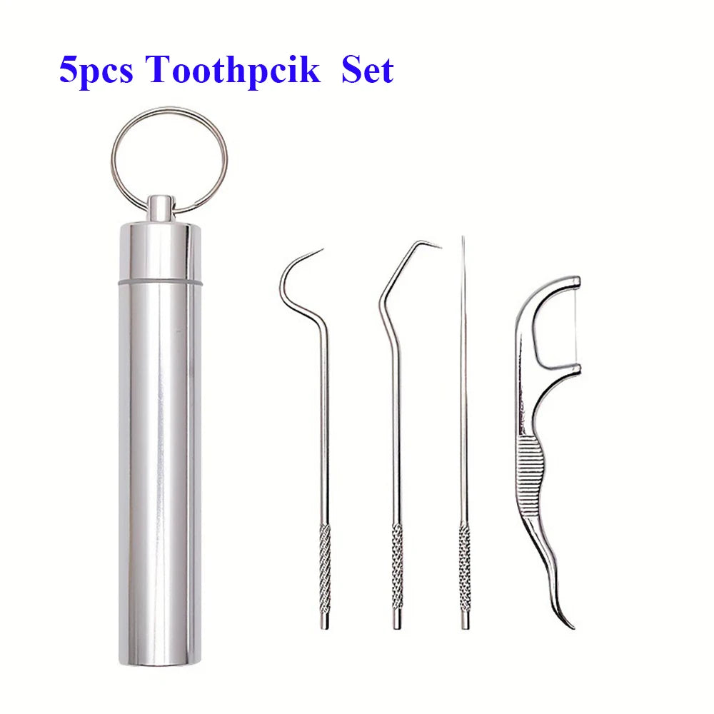 Replaceable Dental Floss Stainless Steel Y Shape Floss Holder Reusable Toothpick Portable Hilo Dental Floss Dental Teeth Sticks