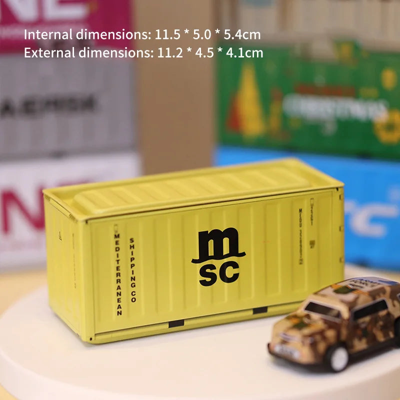 Mini Simulation Shipping Container Model Metal Storage Box Creative Desktop Organizer Ornaments Iron Box Home Office Decoration