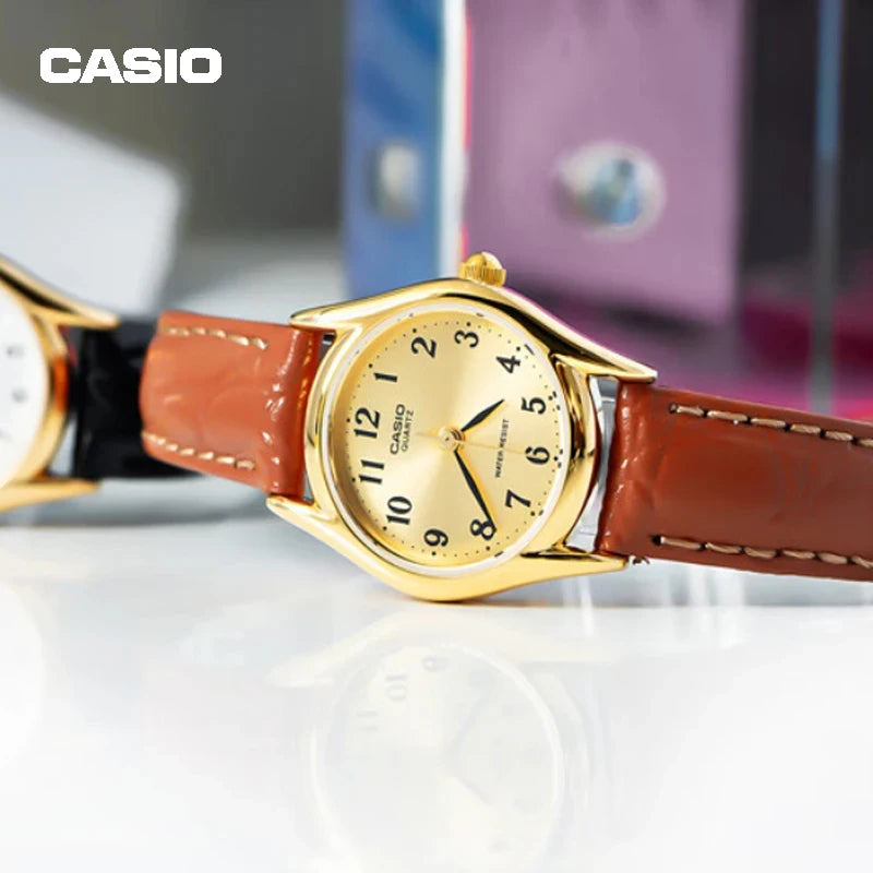 Casio LTP-1094Q Women's Watch Treasure Time Simple Belt Simple Cartoon Vintage Leather Brown Black Watch for Women Women's Watch