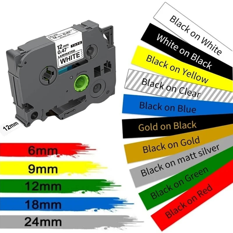 5 PC Compatible for Brother P-touch Tape laminated TZe231 TZe131 TZe431 TZe531 TZe631 TZe731 Label Ribbon for Brother 12mm Tape