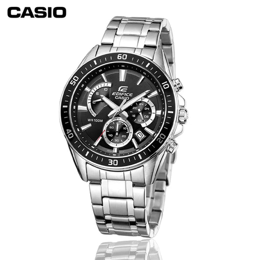 Casio EFR-552D Business Men's Elite Watch Steel Belt Silver Waterproof Quartz Watch Gift Multi-dial Stopwatch Calendar Unique