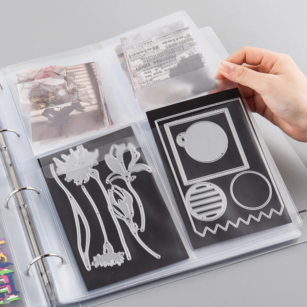 A4 Die Storage Book Binder 1/2/3/4 Page Protectors Pockets Inserts Organizer for Stamps Dies Stencil Storage Bag 2024 New