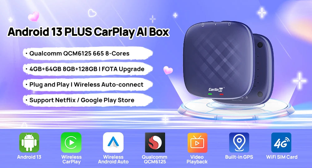 Hot Sale CarlinKit USB Wireless&Wired CarPlay Dongle Android Auto AI Box Mirrorlink Car Multimedia Player Bluetooth Auto Connect