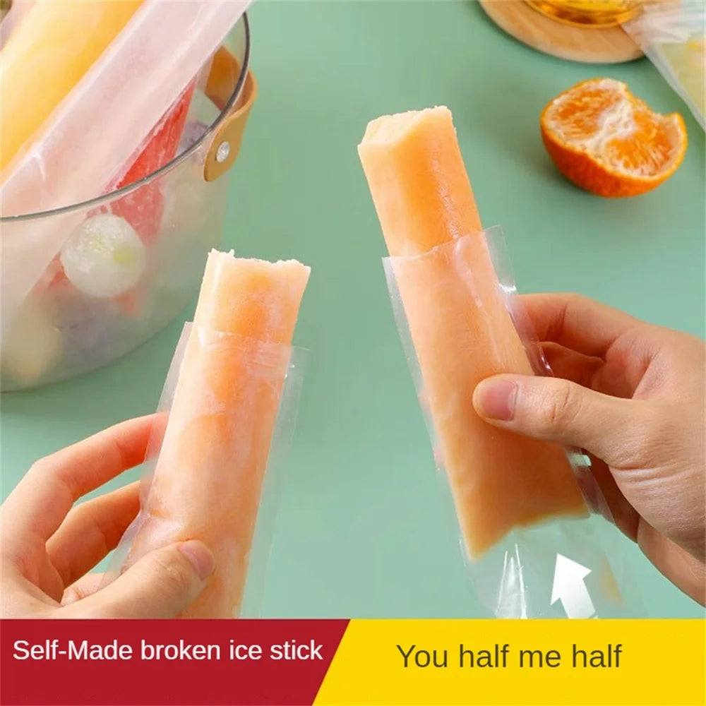 2024 Disposable Ice Pop Mold Bag Large Freeze Popsicle Sealed Bags DIY Juice Yogurt Smoothie Bag With Funnel Ice Cream Tool