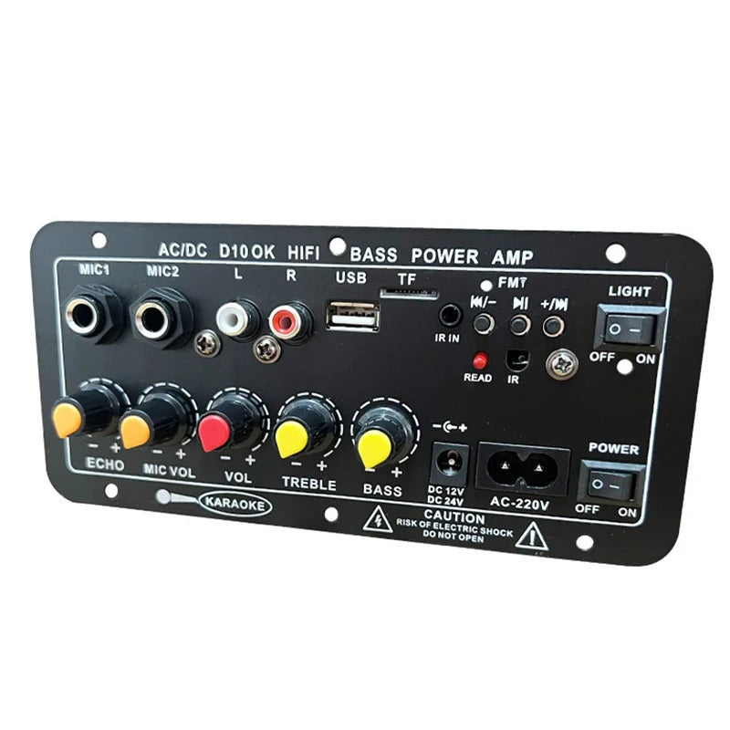 Audio Amplifier Board 30-120W Support Dual Microphone Bluetooth Amplificatore Subwoof for 4Ohm Speaker 12V 24V 110V 220V
