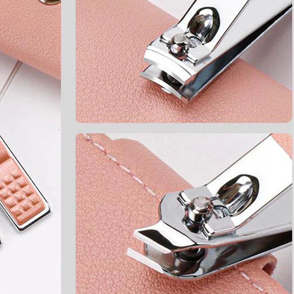 7pcs Nail Care Cutter Scissor Tweezer Clipper Manicure Pedicure Kit Set With Colorful PU Leather Case