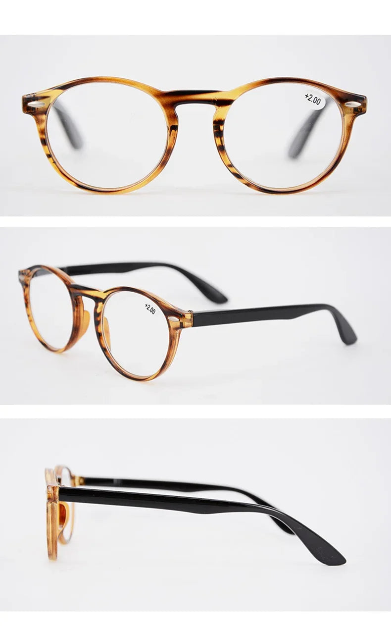 Ultralight Red Leopard Print Reading Glasses Women Men Round Glasses Frames for Read Female Fashion Vintage Clear Eyeglasses