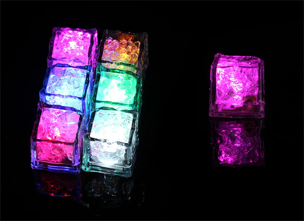 1PCS Colorful Ice Cubes Night Light Touch Sensor Liquid Induction Luminous Ice Cubes Universal Flashing LED Lights