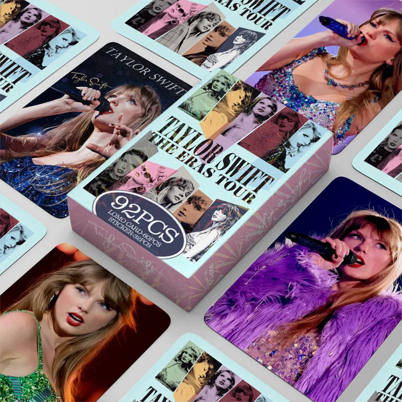 60+32Pcs/Set Taylor Photo Card European American Star Album Small Card Double-sided LOMO Card Fan Collection Card Book