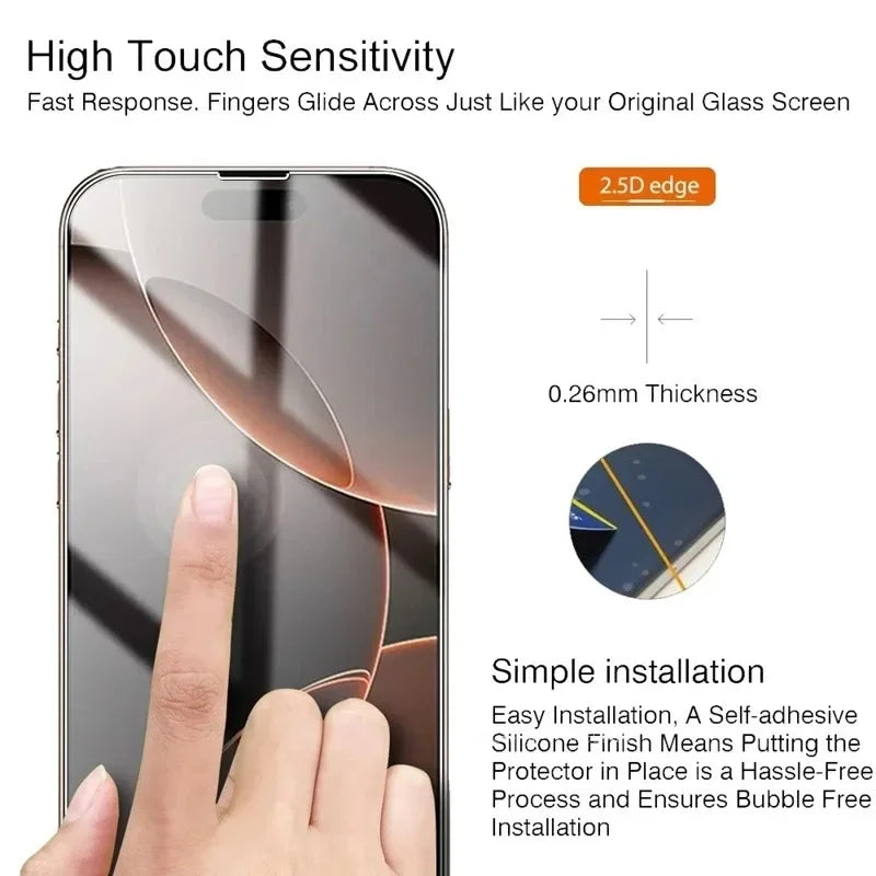 3PCS Dust Free Tempered Glass For iPhone 16 Pro Max 16Pro Privacy Screen Protector For iPhone 15ProMax Easy To Install Glass